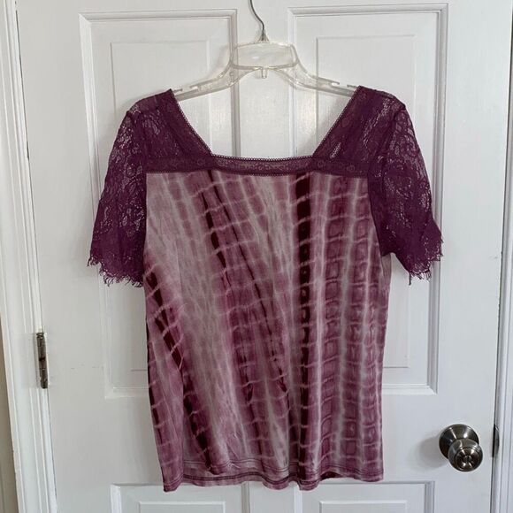 La Miel tie dye tee with floral lace detail size S - Picture 5 of 10